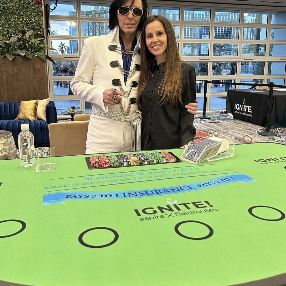 Custom-branded blackjack table at a San Francisco corporate event