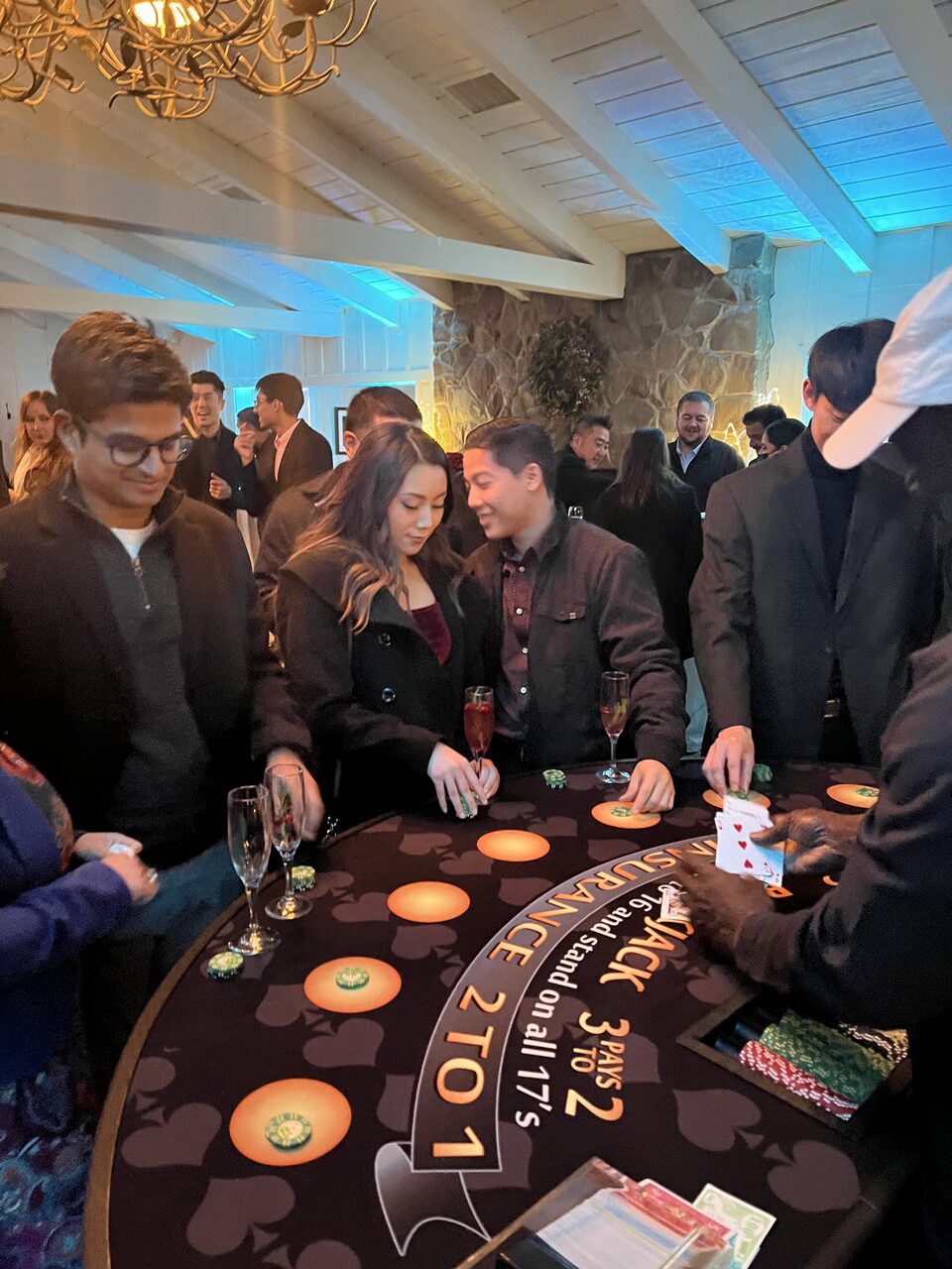 Pro dealer running a blackjack table at a San Francisco event