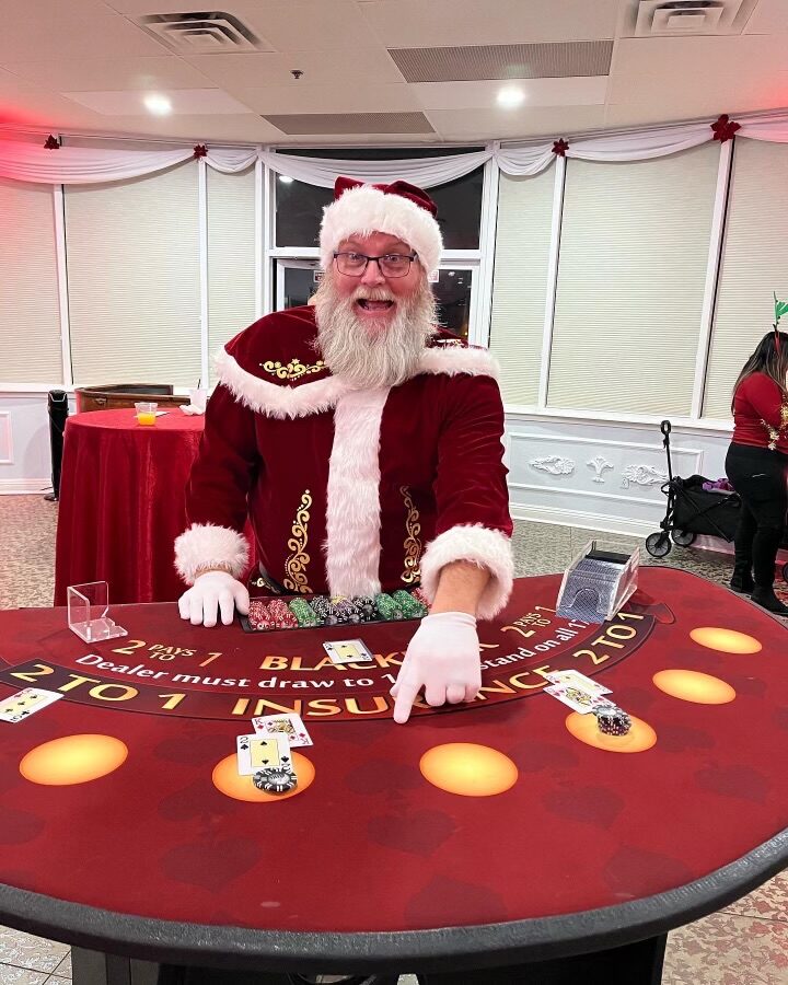 Festive holiday casino party blackjack dealer in SF