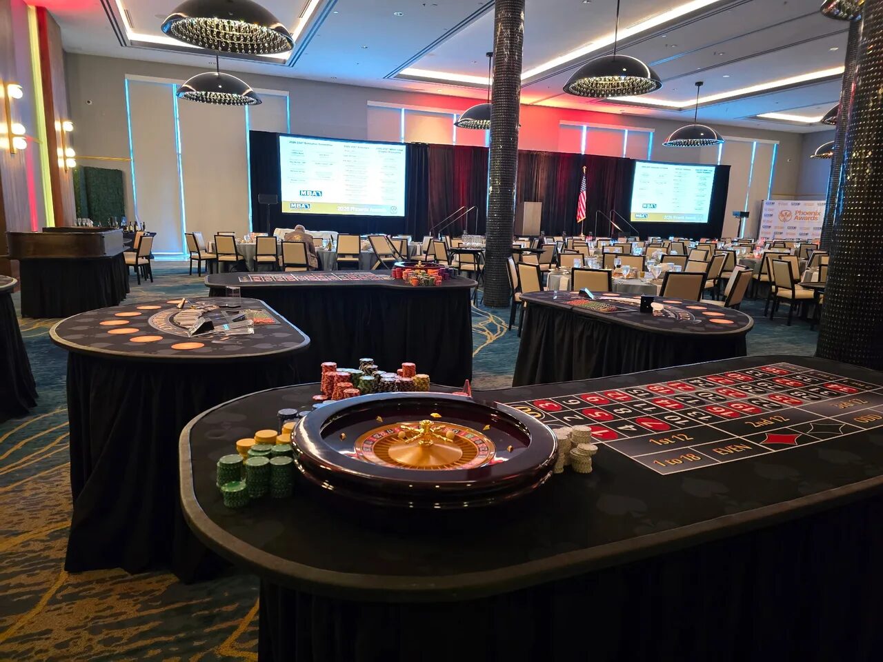 Roulette table at a San Francisco corporate gala casino party